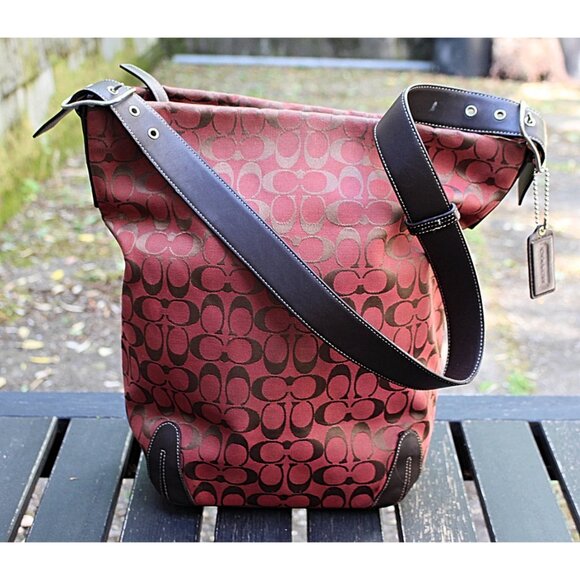 Coach Vintage Y2K - Signature and Leather Extra Large Bucket Bag 6083 - Bordeaux - Picture 1 of 13